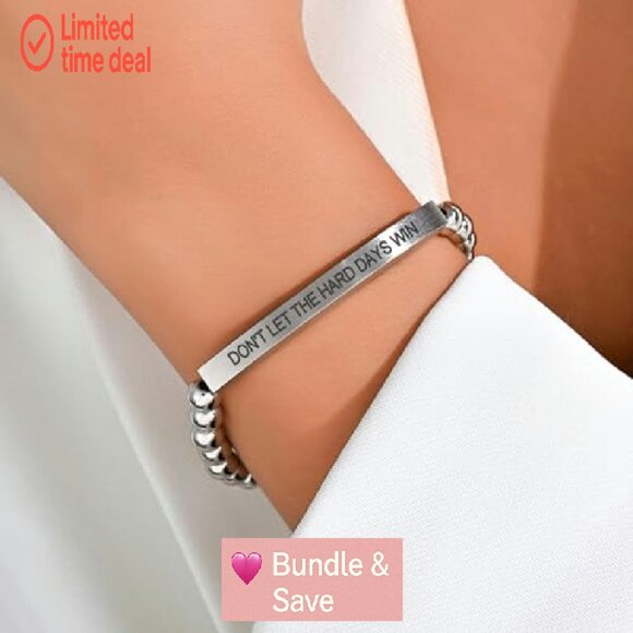 Stainless Steel Beaded Cross Bracelet with Bible Verse, Adjustable Fit - Picture 5 of 8